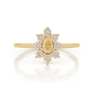 Anillo de Diamantes Reales en Oro Amarillo Real K14, Diseño Lujoso y Elegante, Apilable, para Propuesta de Matrimonio, Joyería OEM ODM - Product Image 1