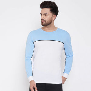 เสื้อยืดแขนยาวคอกลมผ้าฝ้ายลำลองสำหรับผู้ชายรุ่นใหม่ แห้งเร็ว รับสกรีนโลโก้ พิมพ์ลายดิจิตอล สีพื้น - Product Image 4