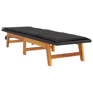 Legno massello Acacia Poly Rattan lettino con tavolo mobili da esterno durevoli - Product Image 5