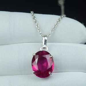 จี้ทับทิมสีชมพูธรรมชาติ เงินแท้ 925 สไตล์วินเทจ สร้อยคอพลอยประจำเดือนกรกฎาคม ของขวัญแทนความรักและความหลงใหล - Product Image 6
