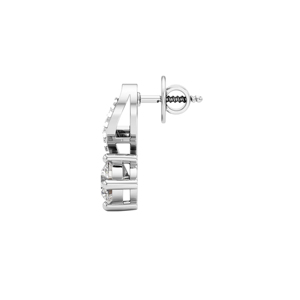 Clásicos Pendientes Huggie de Plata 925 con Diamantes Redondos de Corte Brillante en Engaste de Canal, Diseño Geométrico, para Uso Diario de Mujer - Product Image 3