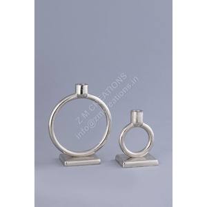 Juego de Portavelas y Soporte de Aluminio Estilo Anillos Abstractos, Diseño Moderno, Duradero, Decoración Navideña para Mesa - Product Image 1