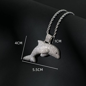 Colgante de Delfín de Plata 925 con Micro Pavé de Moissanita, Bañado en Rodio, Estilo Iced Out, Amuleto de Animal de Lujo, Colgante Bling para Rapper Hip Hop - Product Image 4