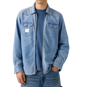 Men's Casual <b>Denim</b> Shirt <b>Denim</b> <b>Fabric</b> Breathable Comfortable ODM Customizable Cotton Wholesale - Product Image 3