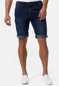 Shorts en jean vintage délavé avec logo personnalisé pour homme, coupe droite, style urbain, boutons sur le devant, décontracté, bleu foncé, avec bande latérale, idéal pour l'été - Product Image 4