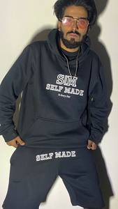 <b>Black</b> Vintage Acid Wash Hooded Pullover Hoodie Fleece <b>Sweatshirt</b> with Pocket for <b>Men</b> Casual Autumn Wear - Product Image 6