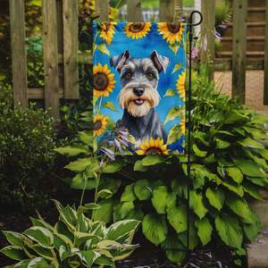 Schnauzer girasoles jardín bandera Multicolor ilustraciones para Patio y patio buzón decorativo y patio Banner para camas de flores - Product Image 2