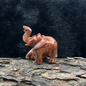 Red Aventurine <b>Elephant</b> Hand Carved Natural Gemstone Figurine Energy Confidence Feng Shui <b>Decor</b> Wholesale - Product Image 3