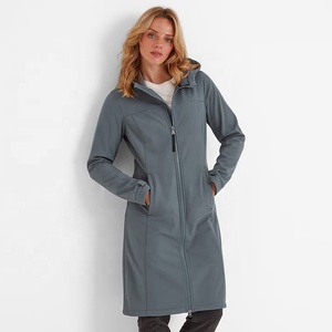 Chaqueta Larga con Capucha para Mujer, Cortavientos, Manga Larga, Color Sólido, Abrigo de Poliéster con Cierre de Cremallera, Ropa de Otoño - Product Image 3