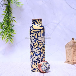 <b>Copper</b> <b>Drinking</b> <b>Bottle</b> with Natural Antimicrobial Properties Floral Pattern Metal Water <b>Bottle</b> With <b>Copper</b> Lid - Product Image 3
