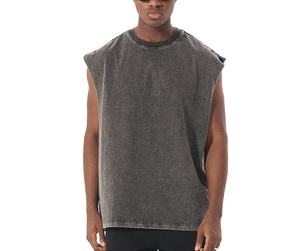 Camiseta sin mangas para hombre, estilo punk, con cuello redondo, estampado personalizado de poliéster/algodón, lavado ácido, estampado animal, tejido anti-bolitas, venta al por mayor - Product Image 4