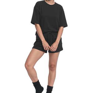 Conjunto de Camiseta y Pantalones Cortos de Algodón y Felpa para Hombre, Diseño Personalizado OEM, Transpirable, Informal, de Otoño, 2 Piezas, Color Personalizado, Diseño Digital - Product Image 1