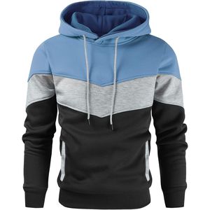 Sudadera con Capucha para Hombre, Color Azul Cielo, Gris y Negro, Estilo Casual, Forro Polar, Manga Larga, Ropa Urbana - Product Image 4