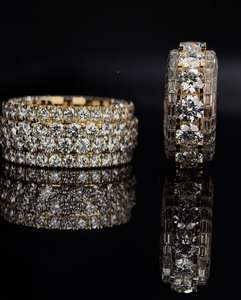 Bague de fiançailles Hip Hop de luxe à 5 rangs plaquée rhodium, sertie de diamants, cadeau idéal pour homme, passe le test du diamant - Product Image 1