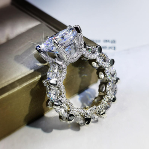 Anillo de Compromiso de Moissanita con Corte Redondo, Anillo de Halo de Plata 925, Joyería Nupcial de Lujo, Anillo de Boda para Mujer - Product Image 2