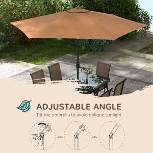 Ensemble de meubles de patio 8 pièces avec parasol de 9 pieds, table et chaises de salle à manger d'extérieur, marron clair - Product Image 5