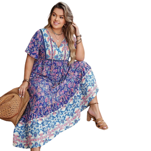 Vestido Maxi Floral Elegante para Mujer, Manga Corta, Estilo Casual - Product Image 5
