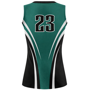 Camiseta de Softbol sin Mangas con Sublimación Total, Diseño de Paneles en Verde Azulado, Negro y Blanco, Uniforme Personalizado para Equipo con Número en la Espalda - Product Image 3