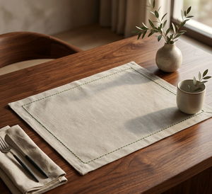 Linen <b>Rectangle</b> Table Mat Wabi Sabi Design Washable <b>Placemat</b> for Dining Table Decor - Product Image 1