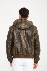 High Quality Python Pattern <b>Leather</b> <b>Jacket</b> Men Genuine Cowhide Designer OEM ODM Wholesale Sample Service Available - Product Image 3