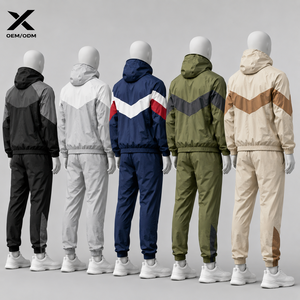 Ensemble coupe-vent X Sports City pour homme, tricoté, doublé ou non, respirant, décontracté, pour l'automne, en polyester, avec veste zippée intégrale et pantalon de jogging - Product Image 2