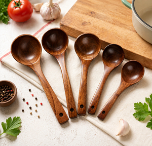 Advanced Bamboo Handle Coconut Shell Ladle Wooden Spoon Eco Kitchen <b>Utensil</b> for Professional Serving Bulk Export - Product Image 1