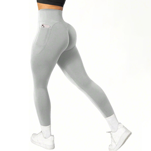 Pantalones de Yoga de Cintura Alta para Mujer, Leggings Elásticos de Secado Rápido, Suaves como la Mantequilla, Diseño Sólido, Servicio OEM, Venta al Por Mayor - Product Image 6