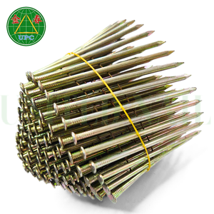 Clous en spirale de 2,75 pouces, acier industriel de qualité supérieure, résistants à la rouille, tête à motif damier, plaqués chrome jaune zinc - Product Image 1