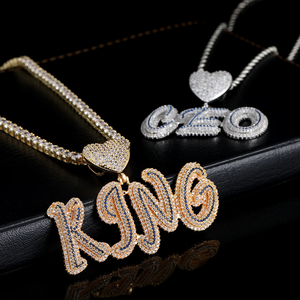 Colgante de Lujo con Nombre de Moissanita, Diseño de Corazón con Letra Personalizada, Acabado en Oro y Plata, Collar Hip Hop, Joyería de Declaración - Product Image 4