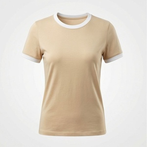T-shirt en coton et fibre de bambou pour femme, personnalisable, de haute qualité, à manches courtes, avec logo et couleur sur mesure, vente en gros - Product Image 1
