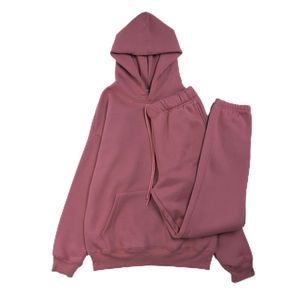 Manufacturer Customized Women's Casual Active Wear 2-Piece <b>Set</b> Solid Pattern Winter Tracksuit Joggers Pant Hooded Cotton - Product Image 1