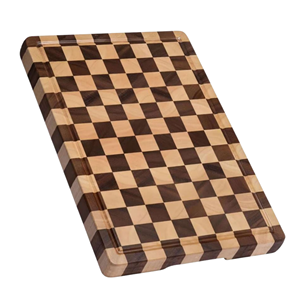Planche à découper robuste en bois, planche à découper en acacia à motif damier, plateau de service décoratif en bois du Vietnam - Product Image 1