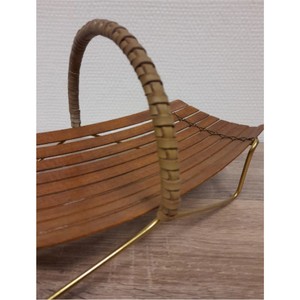 Modern Vintage Wooden Slat Fruit <b>Basket</b> Decorative Bread <b>Display</b> Tray Decorative Table Storage Organizer Bowl with Handle <b>Basket</b> - Product Image 3