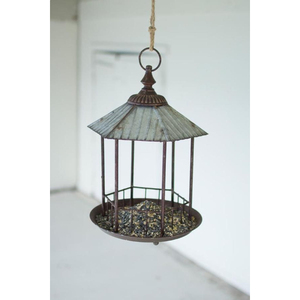 Comedero para pájaros colgante de hierro con forma de flor, con gancho de cadena dorada para decoración de jardín, hecho a mano, estilo vintage. - Product Image 5