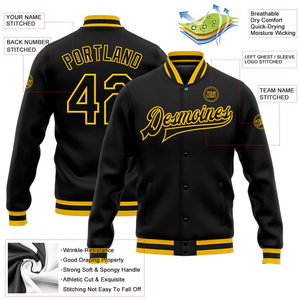 Custom Black Gold Heavyweight Premium Lining Varsity Letterman <b>Jacket</b> Men Women Oversized Streetwear Bomber College Baseball - Product Image 2