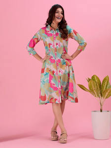 Robe midi florale indienne faite à la main, écologique, pour femme, taille naturelle, élégance de fête, déclaration de mode - Product Image 4