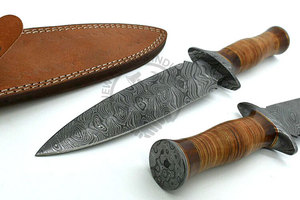 Couteau de chasse en acier Damas à lame fixe, couteau multi-usage avec manche en os de chameau coloré pour la randonnée, le camping et la survie - Product Image 3