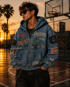Sudadera con Capucha Bordada Personalizada Unisex, Mezcla de Poliéster/Algodón, Felpa Francesa, Estilo Casual Urbano Punk, Corte Holgado, Invierno - Product Image 1