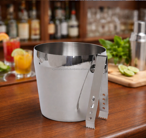 Cubo de Hielo de Acero Inoxidable de Doble Pared de Lujo Premium de 1.5L con Pinza en V, Antioxidante, para Exportación a Bares de Hoteles en EE. UU. - Product Image 3