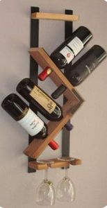 Porta botellas premium, mueble decorativo de pared, elegante almacenamiento de vino, expositor de vino geométrico, diseño moderno para bar, bambú natural - Product Image 3