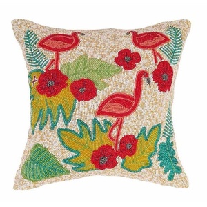 Housses de coussin en verre perlé de haute qualité à motif flamant rose pour canapé, lit et chaise - Décoration d'intérieur durable - Product Image 1