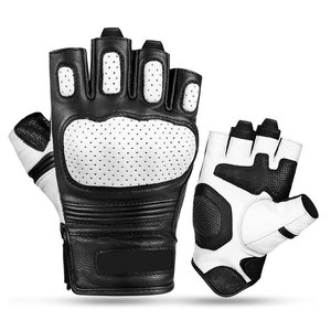 Guantes de Motocicleta sin Dedos de Cuero, Protección Completa, Antideslizantes, Acolchados, para Ciclismo, Gimnasio, Diseño Personalizado - Product Image 6
