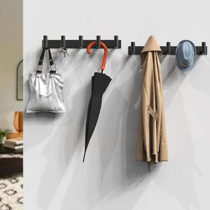 Perchero de pared negro con cinco ganchos para batas, bolsos, llaves y toallas, organizador de toallas para baño - Product Image 1