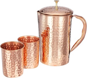 Pichet à eau en cuivre pur martelé nid d'abeille, pour café, eau, lait, vaisselle en cuivre martelé, récipient en cuivre pour boissons - Product Image 5
