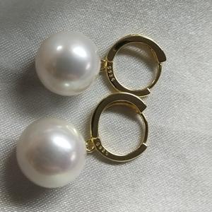 11-12mm Round Freshwater Pearl Stud <b>Earrings</b> S925 <b>Silver</b> Loop <b>Long</b> Design for Women - Product Image 1