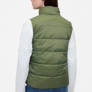 Gilet matelassé léger pour femme, sans manches, veste d'hiver chaude, rembourrage respirant, nylon, col montant, fermeture éclair sur le devant, décontracté - Product Image 2