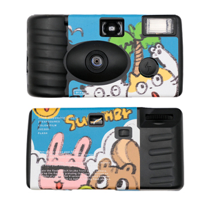 Cámara desechable personalizada con diseño de dibujos animados, 35 mm, manual, de un solo uso, con flash, para vacaciones de verano, color azul - Product Image 1