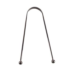 Raspador de Lengua con Punta de Bola en Negro Metálico, Forma de U, de Acero Inoxidable, Higiene Bucal, Eliminador de Bacterias y Mal Aliento, Premium para Adultos - Product Image 1