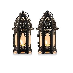 Lanterne décorative d'intérieur et d'extérieur, grande lanterne à bougie en métal de style arabe, porte-bougie suspendu vintage, étagère de style farmhouse - Product Image 5