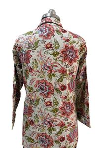 เสื้อยาวผ้าฝ้ายพิมพ์ลายดอกไม้, เสื้อเชิ๊ตแขนยาวมีกระดุมลายดอกไม้ - Product Image 3